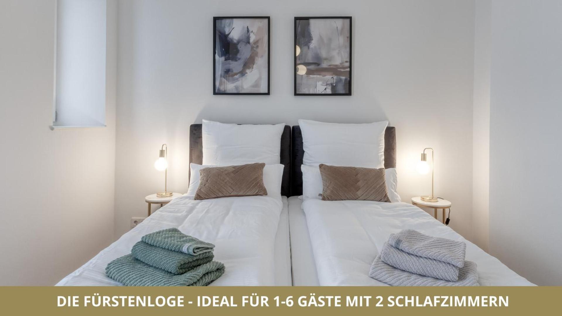 Neu Fewo Fuerstenloge 1-6 Pers Hinter Dem Markgraeflichen Opernhaus - 2 Schlafzimmer Mit Boxspringbetten 4 Einzel Oder 2 Doppelbetten, Balkon Und Einbaukueche, Barrierearm Bayreuth Extérieur photo